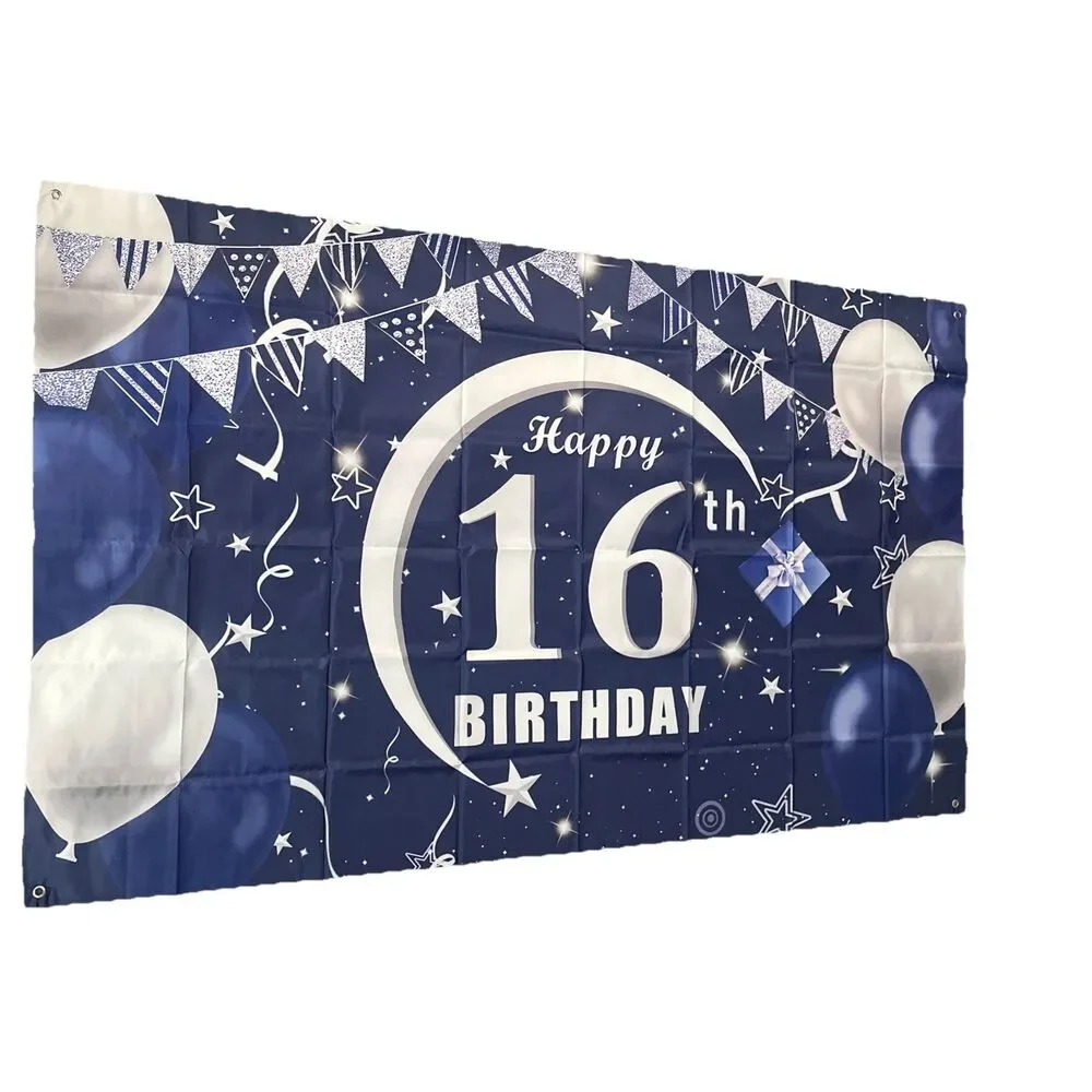 Birthday Backdrop ,16th birthday ,blue backdrop 3x5